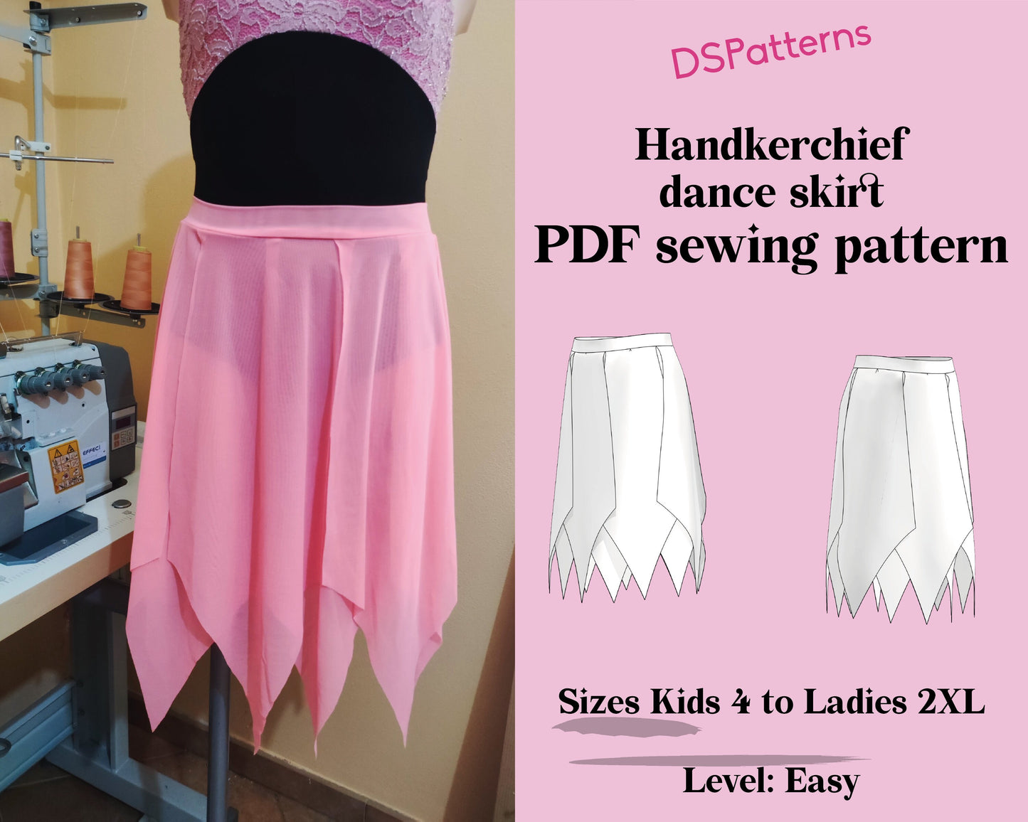 DIY Dance Skirt Sewing Pattern PDF – Handkerchief Ballet Skirt | Instant Download