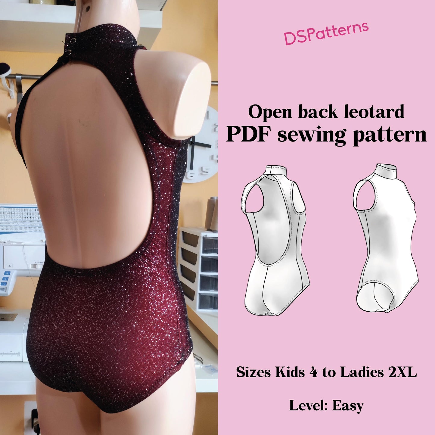 Dance Leotard Sewing Pattern – Open Back & High Collar