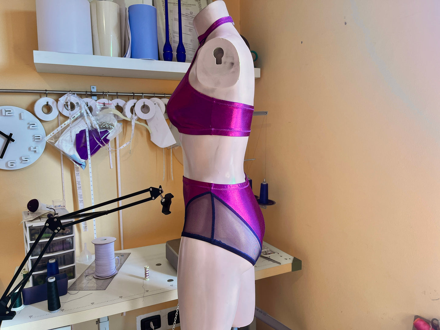 Pole Dance Sewing Pattern – Halter Top & High-Waisted Shorts with Mesh – DIY Activewear Set – Sizes XS–2XL – Instant Download
