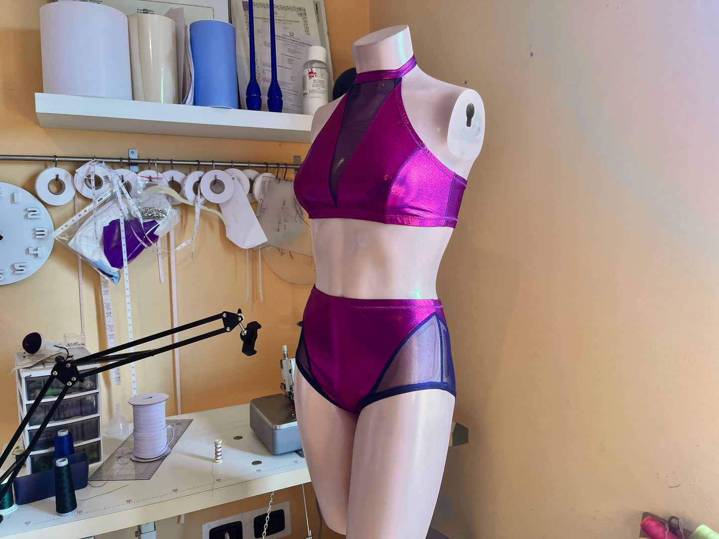 Pole Dance Sewing Pattern – Halter Top & High-Waisted Shorts with Mesh – DIY Activewear Set – Sizes XS–2XL – Instant Download