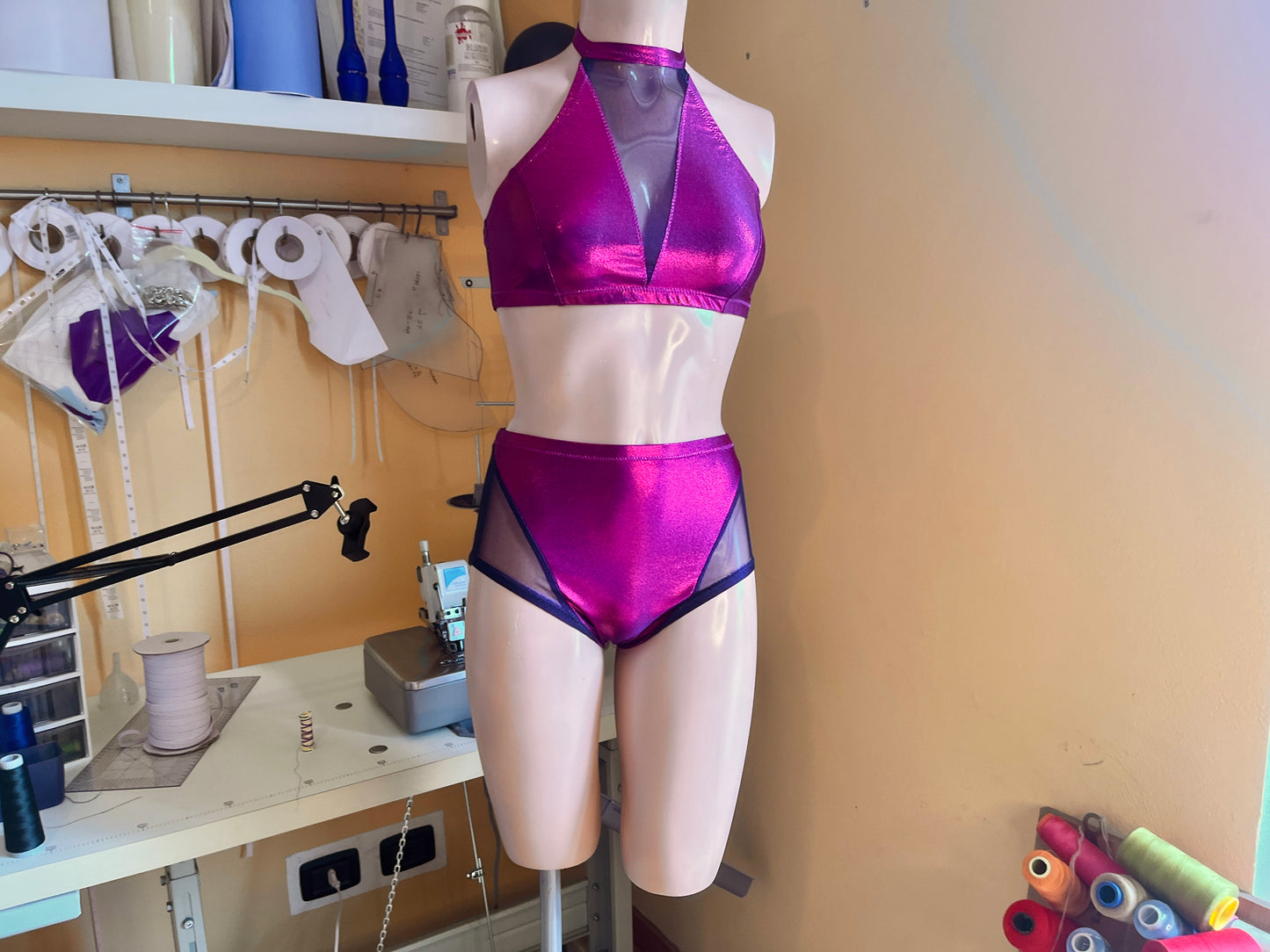 Pole Dance Sewing Pattern – Halter Top & High-Waisted Shorts with Mesh – DIY Activewear Set – Sizes XS–2XL – Instant Download