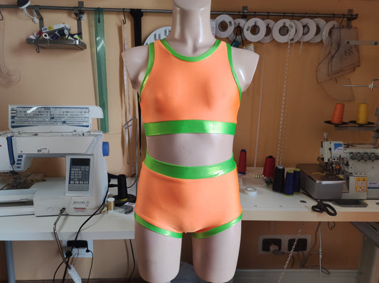 Cartamodello PDF per abito da ballo fai da te per bambina: top con scollo all'americana e pantaloncini a vita alta