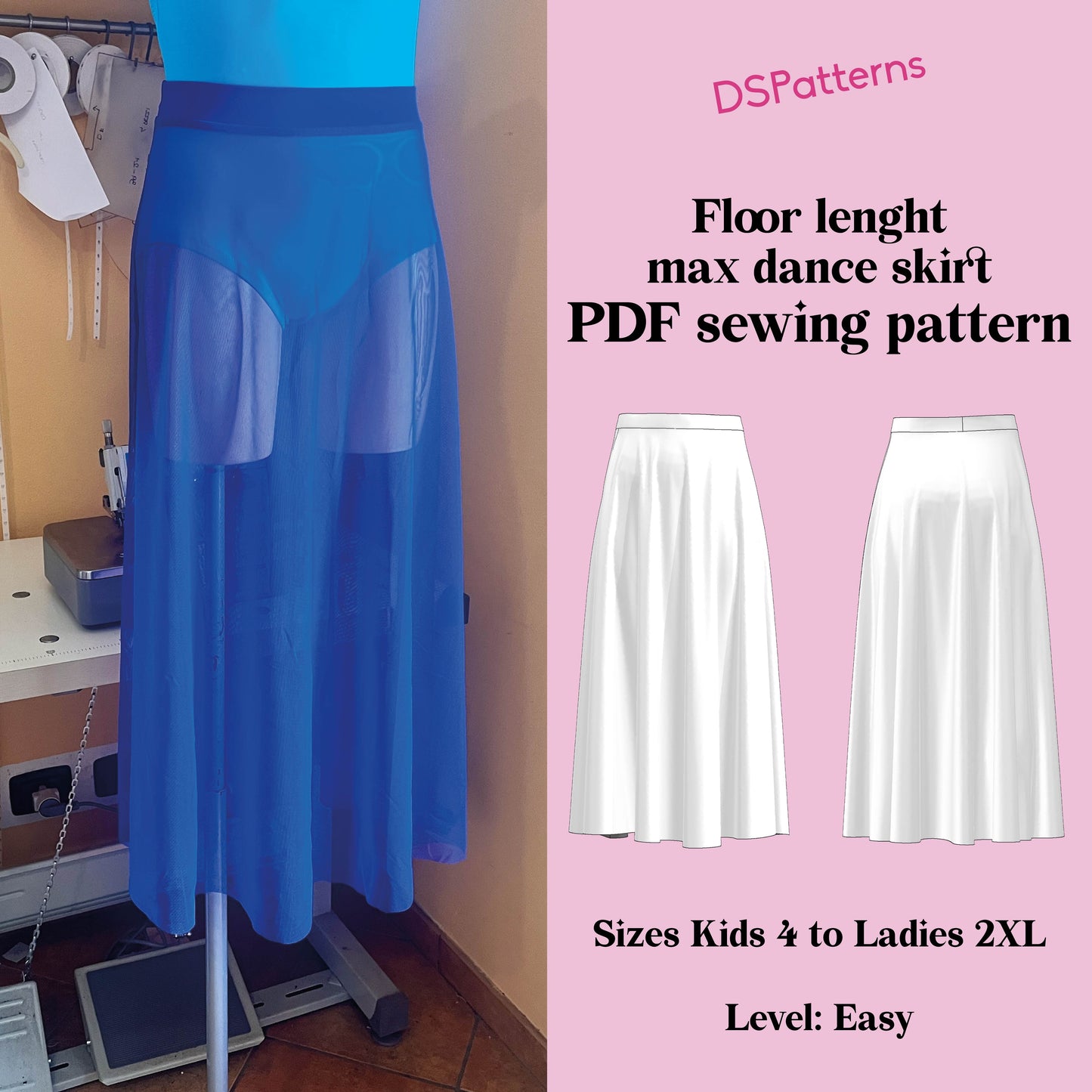 Maxi Ballet Skirt Sewing Pattern – Floor length Dance Skirt
