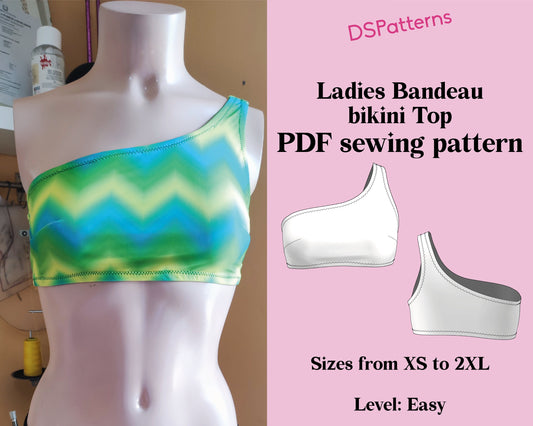 DIY BIKINI One Shoulder Bikini Top Sewing Pattern PDF | Instant Download