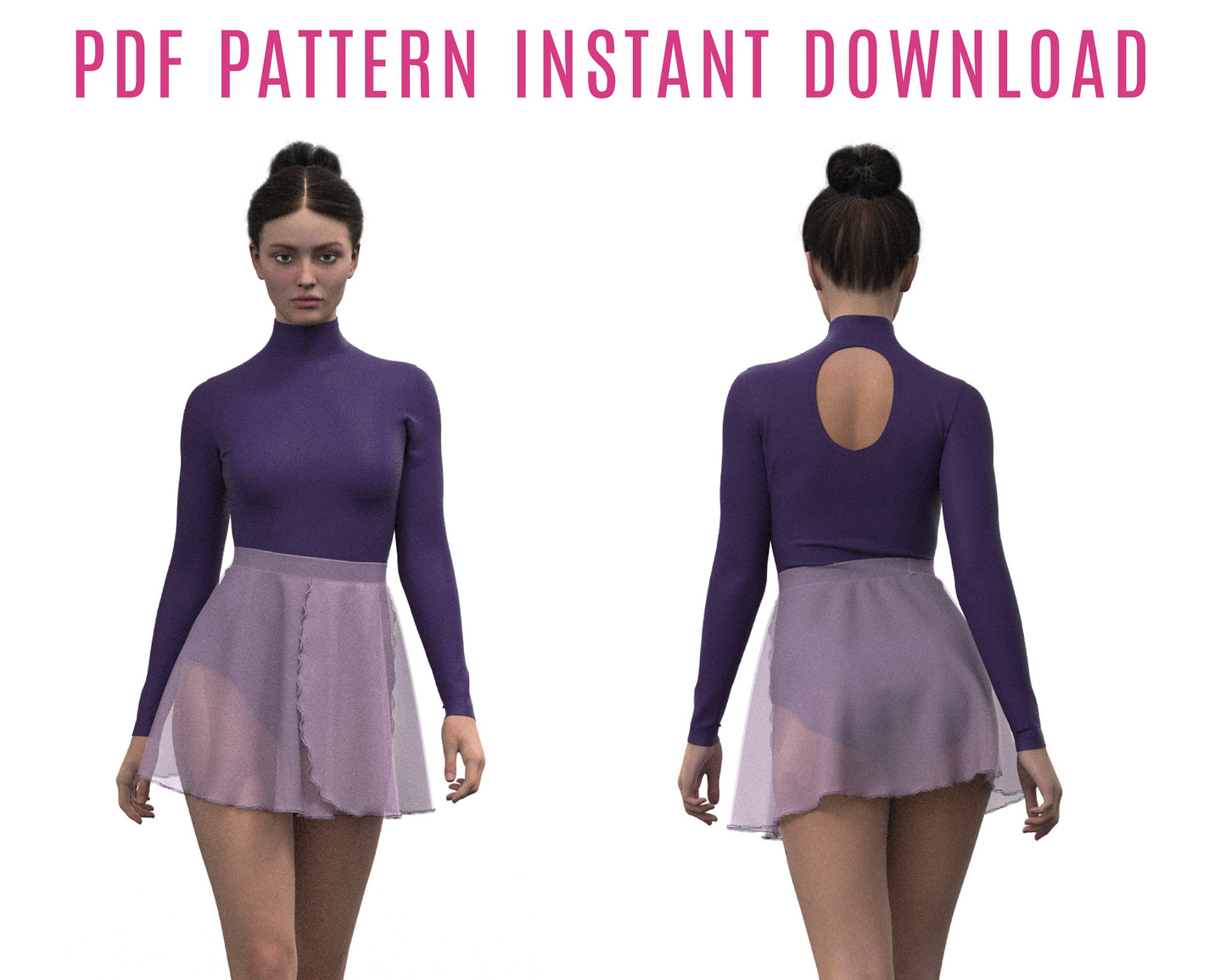 Ballet Leotard & Wrap Skirt Sewing Pattern Bundle – Open Back & Long Sleeve