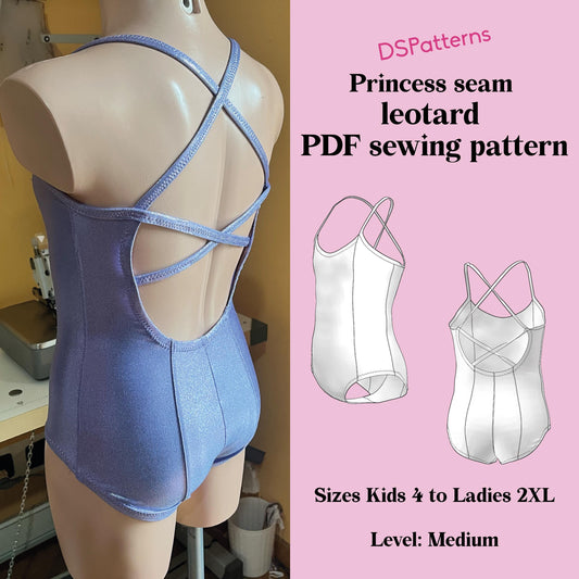 Cartamodello PDF per body da danza fai da te – Princess Seams, body con spalline sottili | Download immediato