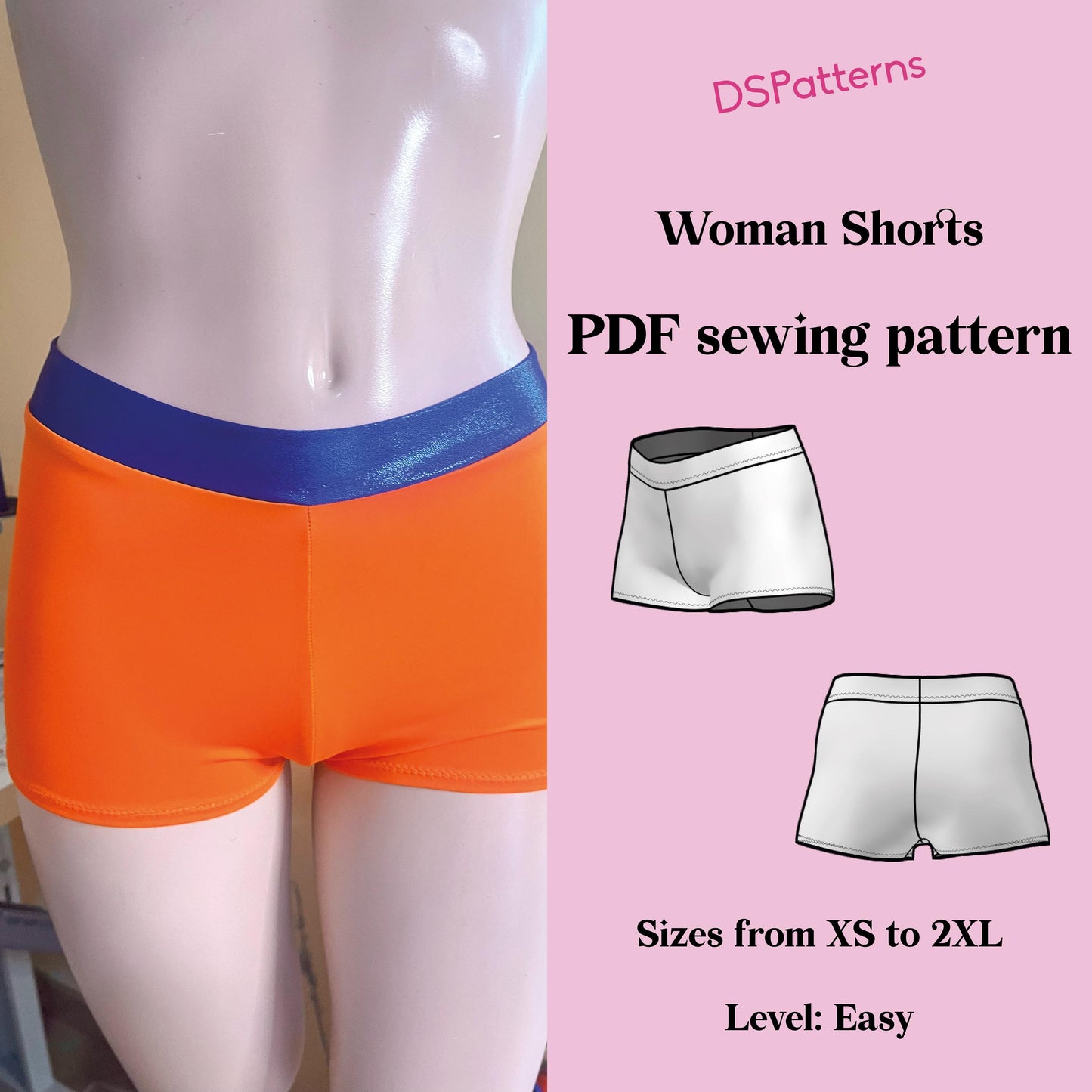 DIY Shorts Sewing Pattern PDF – Medium Waist | Instant Download