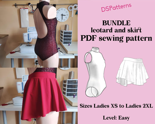 Cartamodello PDF per body e gonna da danza classica fai da te – Body con collo alto e schiena scoperta | PACCHETTO download immediato