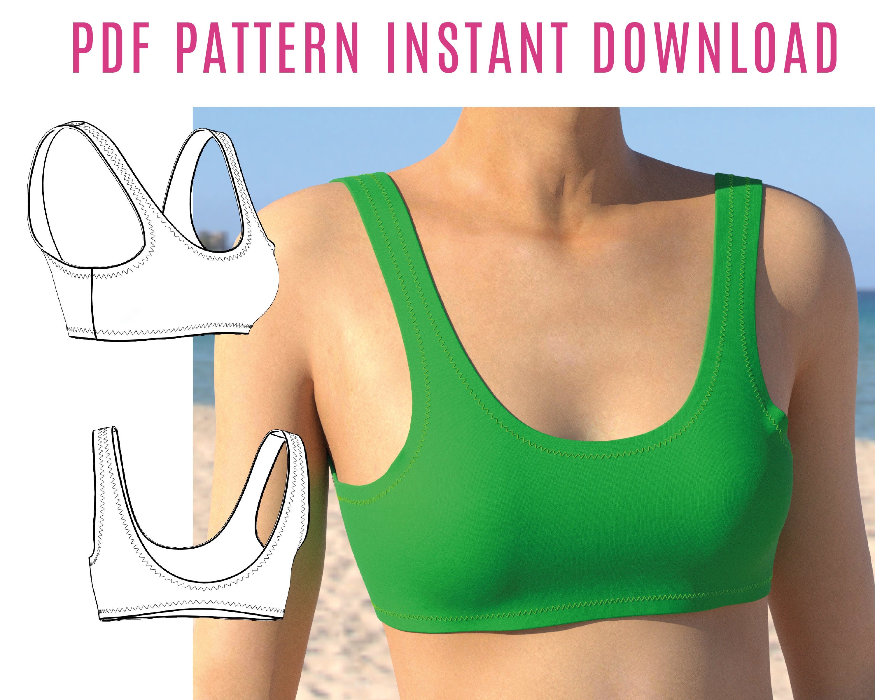Ds Pattern DIY Scoop Neck Bikini Top Sewing Pattern PDF | Instant Download ...
