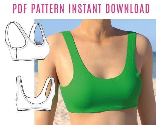 DIY Scoop Neck Bikini Top Sewing Pattern PDF | Instant Download