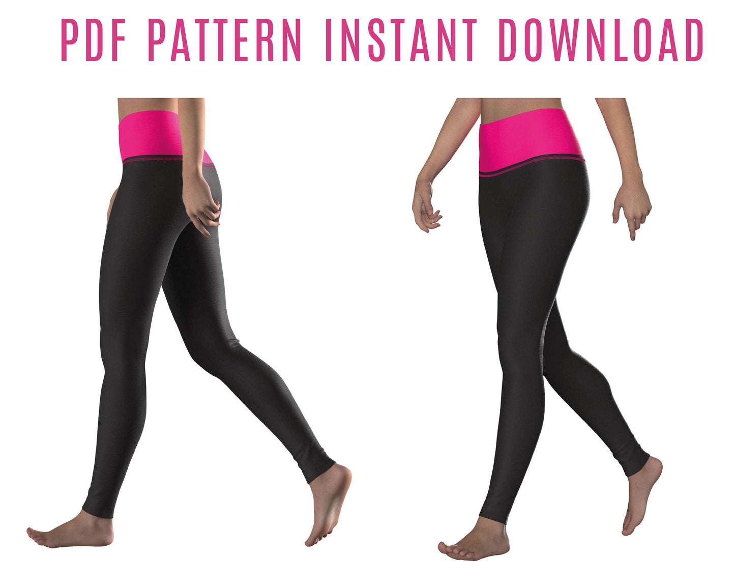 Modello di cucito per leggings fai da te in formato PDF – Vita alta | Download immediato