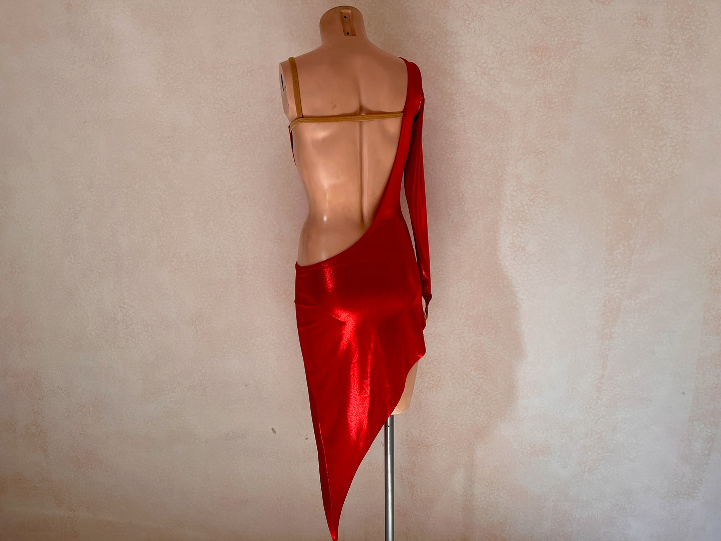 Asymmetrical Latin Dance Dress Sewing Pattern PDF – One Sleeve Ballroom Dance Costume – Women XS-2XL – Instant Download