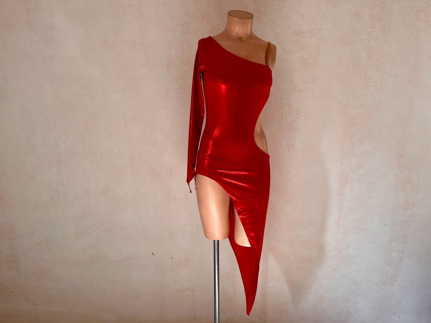 Asymmetrical Latin Dance Dress Sewing Pattern PDF – One Sleeve Ballroom Dance Costume – Women XS-2XL – Instant Download