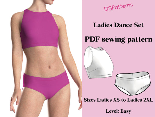 DIY Pole Dance Set Sewing Pattern PDF – Halter Top & Low Waist Shorts | Instant Download