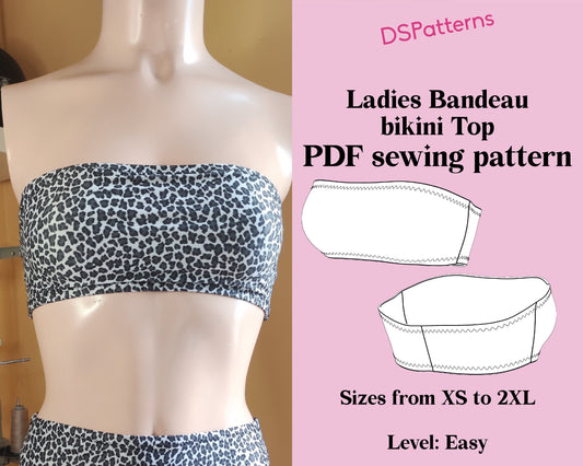 Bandeau Bikini Top Sewing Pattern – Instant Download