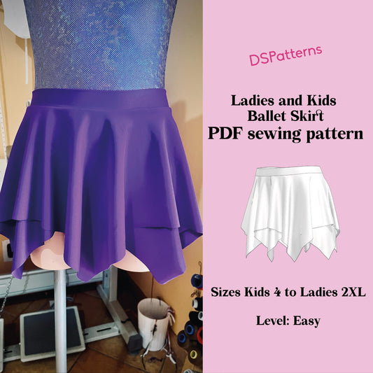 DIY Dance Skirt Sewing Pattern PDF – Handkerchief Ballet Skirt | Instant Download