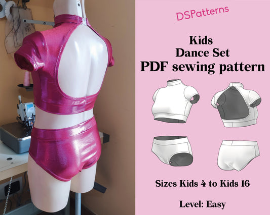 Cartamodello PDF per costume da ballo fai da te per bambini – Top a collo alto e pantaloncini a vita media | Download immediato