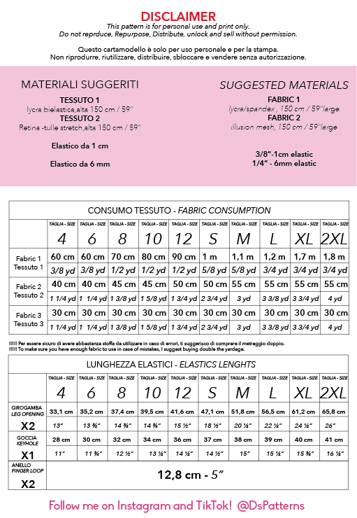 Modello di cucito per body da ginnastica acrobatica | Gonna con collo alto, maniche lunghe e orlo frastagliato | Download immediato